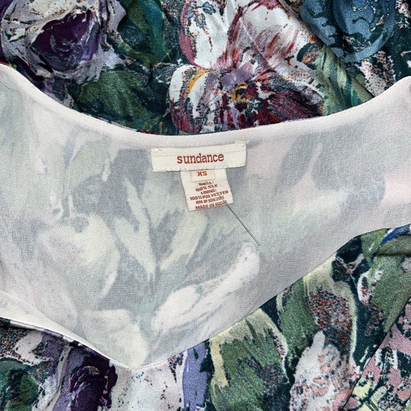 Sundance Sugar Plum 100% Silk Floral Pintucked Blouse Sz XS Boho Fairy Whimsical - Picture 7 of 7